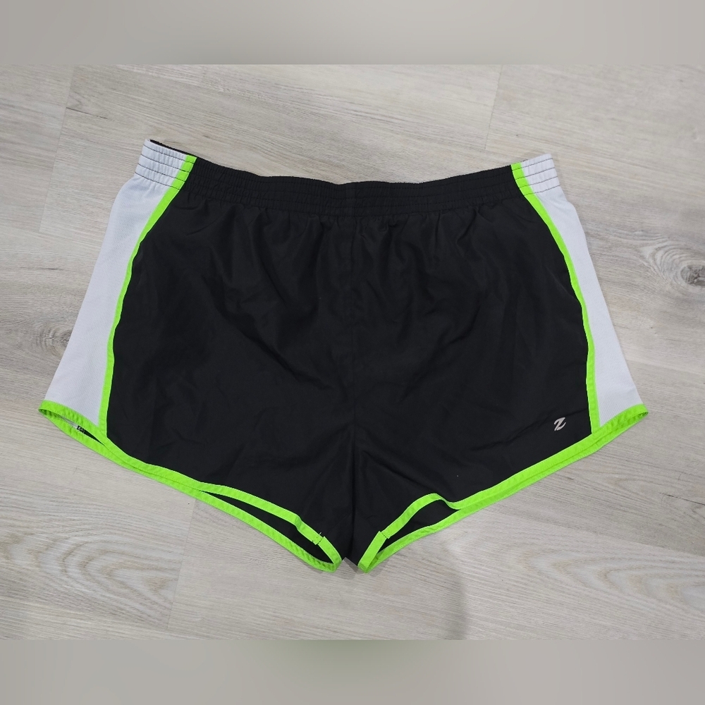 Energy Zone Running Shorts with Built in Brief  Black Green White Size L